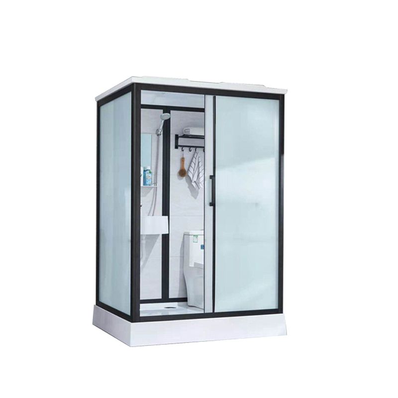 Framed Frosted Shower Kit Rectangle Matt Black Shower Stall with Base Included Clearhalo 'Bathroom Remodel & Bathroom Fixtures' 'Home Improvement' 'home_improvement' 'home_improvement_shower_stalls_enclosures' 'Shower Stalls & Enclosures' 'shower_stalls_enclosures' 'Showers & Bathtubs' 1200x1200_d9229045-9bc4-4569-ba08-05283085807b