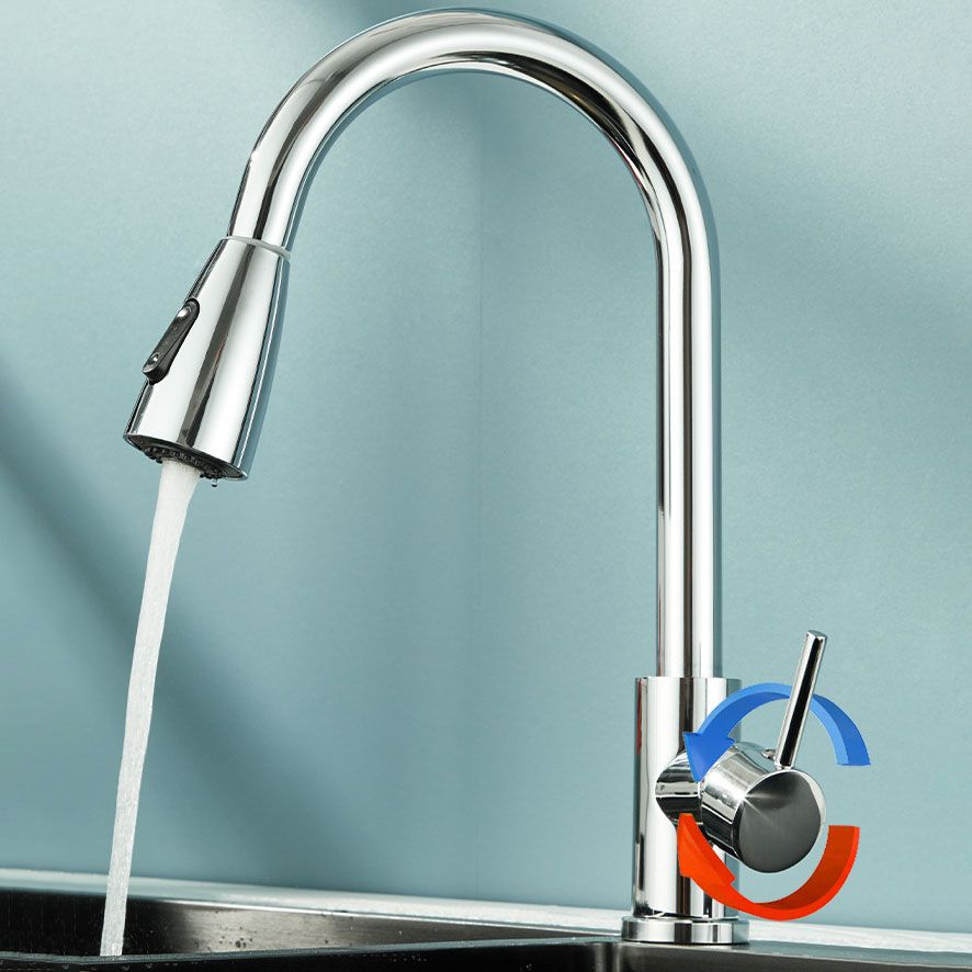 Contemporary Gooseneck Faucet One Handle Kitchen Faucet High Arch Water Filler Clearhalo 'Home Improvement' 'home_improvement' 'home_improvement_kitchen_faucets' 'Kitchen Faucets' 'Kitchen Remodel & Kitchen Fixtures' 'Kitchen Sinks & Faucet Components' 'kitchen_faucets' 1200x1200_d92b2f74-ef58-40e3-be10-e7b3001c0a55