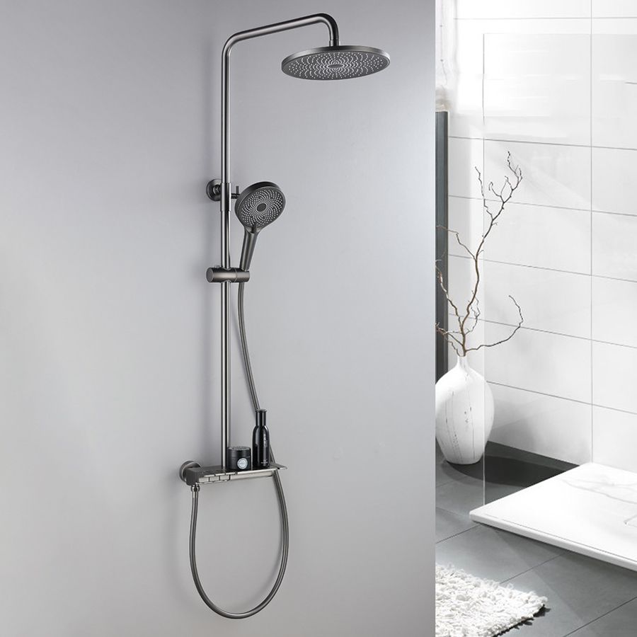 Modern Shower Trim Brass Slide Bar Included Wall Mounted Shower Head Combo Clearhalo 'Bathroom Remodel & Bathroom Fixtures' 'Home Improvement' 'home_improvement' 'home_improvement_shower_faucets' 'Shower Faucets & Systems' 'shower_faucets' 'Showers & Bathtubs Plumbing' 'Showers & Bathtubs' 1200x1200_d92f44e1-80ac-4916-a153-088ee7196dff