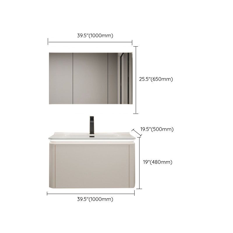 Wall Mount Modern Bathroom Sink Vanity with Mirror Faucet Sink Clearhalo 'Bathroom Remodel & Bathroom Fixtures' 'Bathroom Vanities' 'bathroom_vanities' 'Home Improvement' 'home_improvement' 'home_improvement_bathroom_vanities' 1200x1200_d93ac301-7407-4675-bdf1-d85167c9390f