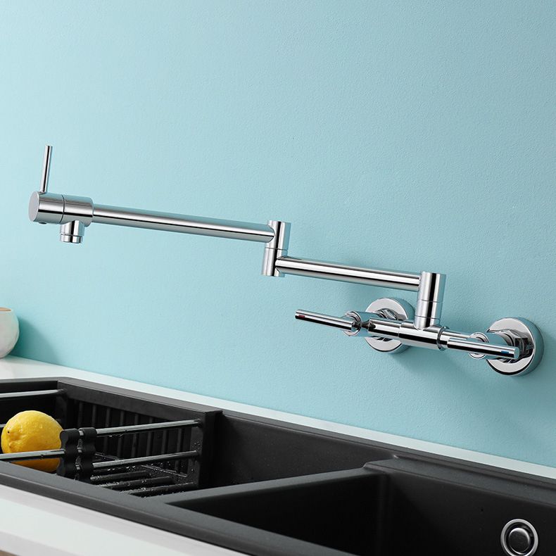 Brass Pot Filler Modern Double Lever Handle Swivel Wall-Mounted Pot Filler Clearhalo 'Home Improvement' 'home_improvement' 'home_improvement_kitchen_faucets' 'Kitchen Faucets' 'Kitchen Remodel & Kitchen Fixtures' 'Kitchen Sinks & Faucet Components' 'kitchen_faucets' 1200x1200_d94278c4-e567-4157-8ac4-a972dd7f95b5