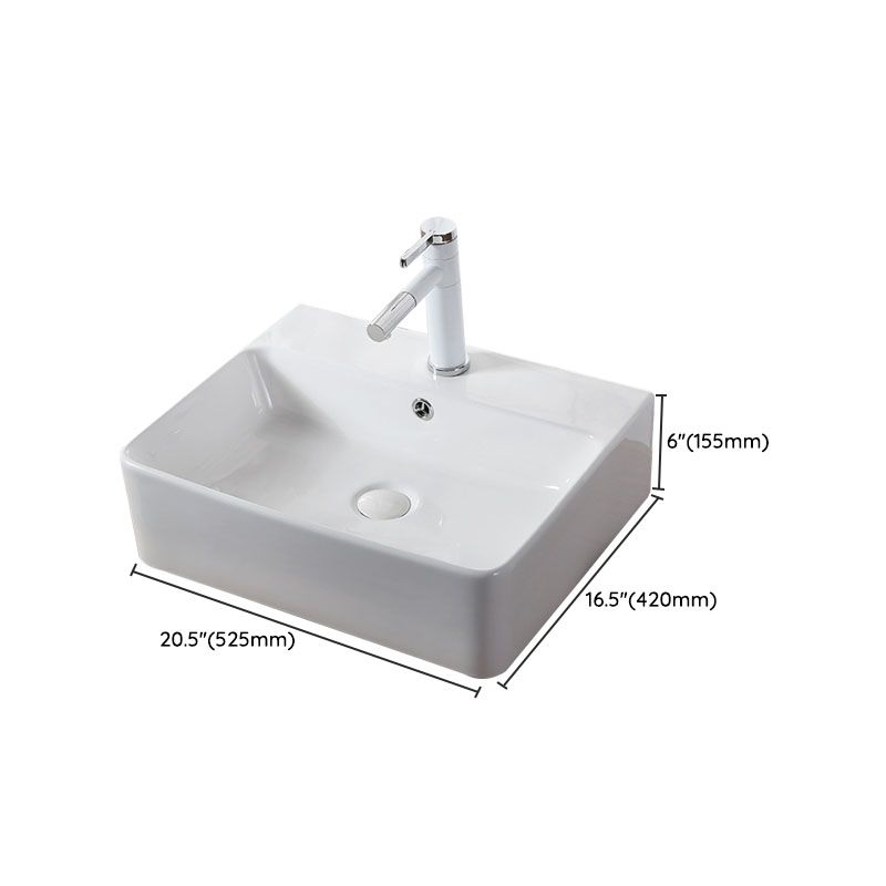 Modern Vessel Bathroom Sink Rectangular Porcelain Drain Vessel Sink(Not Included Faucet) Clearhalo 'Bathroom Remodel & Bathroom Fixtures' 'Bathroom Sinks & Faucet Components' 'Bathroom Sinks' 'bathroom_sink' 'Home Improvement' 'home_improvement' 'home_improvement_bathroom_sink' 1200x1200_d9448660-e206-4ebb-a8ac-b59b9397c50a
