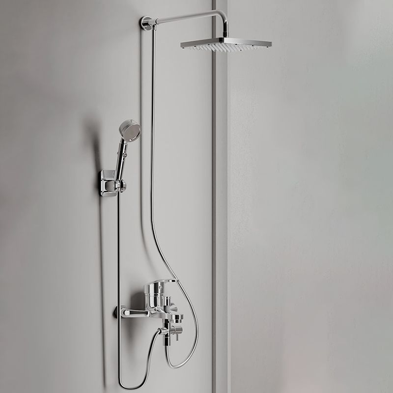 Modern Shower Head Combo Dual Shower Head Polished Stainless Steel Wall-Mount Shower Head Clearhalo 'Bathroom Remodel & Bathroom Fixtures' 'Home Improvement' 'home_improvement' 'home_improvement_shower_heads' 'Shower Heads' 'shower_heads' 'Showers & Bathtubs Plumbing' 'Showers & Bathtubs' 1200x1200_d9497017-1a7a-4108-8b5d-67536bab3433