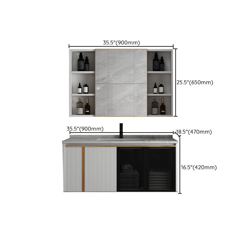 Rectangular Wall Mount Sink Vanity Modern White Metal Frame Vanity Clearhalo 'Bathroom Remodel & Bathroom Fixtures' 'Bathroom Vanities' 'bathroom_vanities' 'Home Improvement' 'home_improvement' 'home_improvement_bathroom_vanities' 1200x1200_d95f135c-709b-47b2-8547-ea48feac59d6