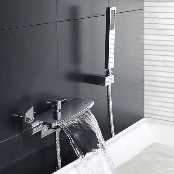 Modern Bathroom Tub Spout Wall Mounted Fixed Waterfall Faucet Clearhalo 'Bathroom Remodel & Bathroom Fixtures' 'Bathtub Faucets' 'bathtub_faucets' 'Home Improvement' 'home_improvement' 'home_improvement_bathtub_faucets' 1200x1200_d972a5d5-bf29-47b4-a92f-255b1dbeb42a