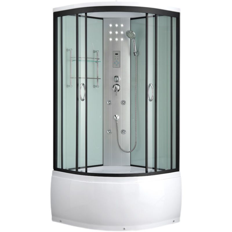 Framed Rounded Shower Stall with Shower Base Tempered Glass Shower Stall Clearhalo 'Bathroom Remodel & Bathroom Fixtures' 'Home Improvement' 'home_improvement' 'home_improvement_shower_stalls_enclosures' 'Shower Stalls & Enclosures' 'shower_stalls_enclosures' 'Showers & Bathtubs' 1200x1200_d9753c83-6bca-4364-b8e7-ee28646e882f