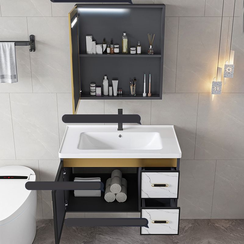 Vanity Set Wall Mounted Drawers Rectangular Ceramic Sink Vanity Set with Faucet Mirror Clearhalo 'Bathroom Remodel & Bathroom Fixtures' 'Bathroom Vanities' 'bathroom_vanities' 'Home Improvement' 'home_improvement' 'home_improvement_bathroom_vanities' 1200x1200_d983b10b-3611-4e30-92e2-65392941b60e