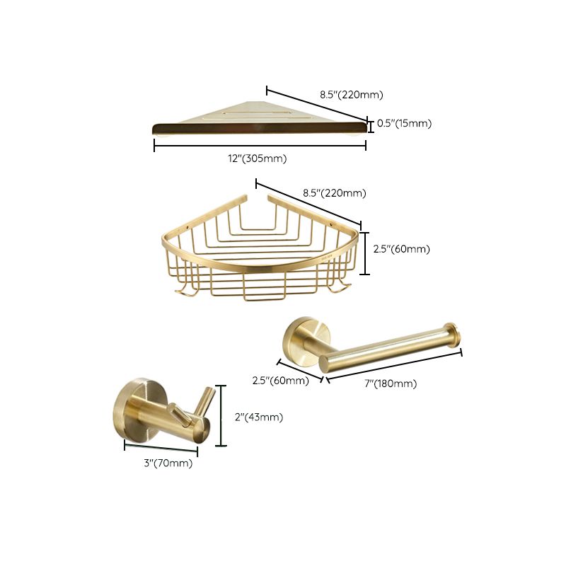 Traditional Brushed Brass Bathroom Accessory As Individual Or As a Set in Metal Clearhalo 'Bathroom Hardware Sets' 'Bathroom Hardware' 'Bathroom Remodel & Bathroom Fixtures' 'bathroom_hardware_sets' 'Home Improvement' 'home_improvement' 'home_improvement_bathroom_hardware_sets' 1200x1200_d98b1a74-69fe-4881-be69-8a549c1ee4c4