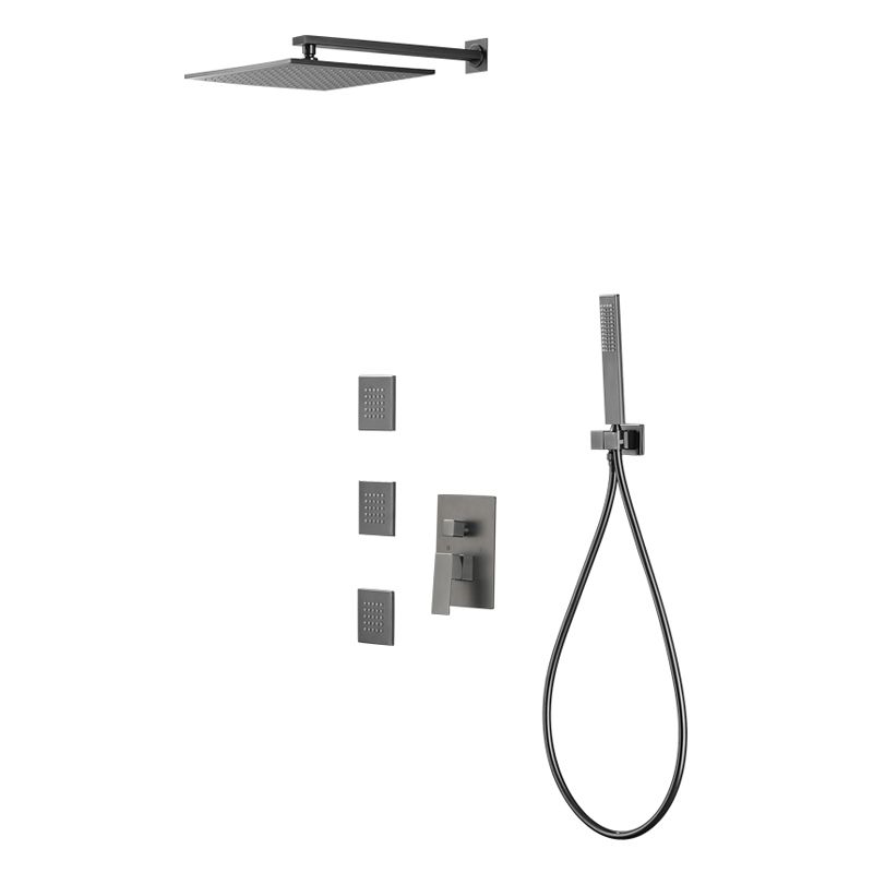 Modern Shower Faucet Brass Square Adjustable Shower Head Wall Mounted Shower Set Clearhalo 'Bathroom Remodel & Bathroom Fixtures' 'Home Improvement' 'home_improvement' 'home_improvement_shower_faucets' 'Shower Faucets & Systems' 'shower_faucets' 'Showers & Bathtubs Plumbing' 'Showers & Bathtubs' 1200x1200_d993584f-3a7d-4221-a3f8-3f58b76a7499