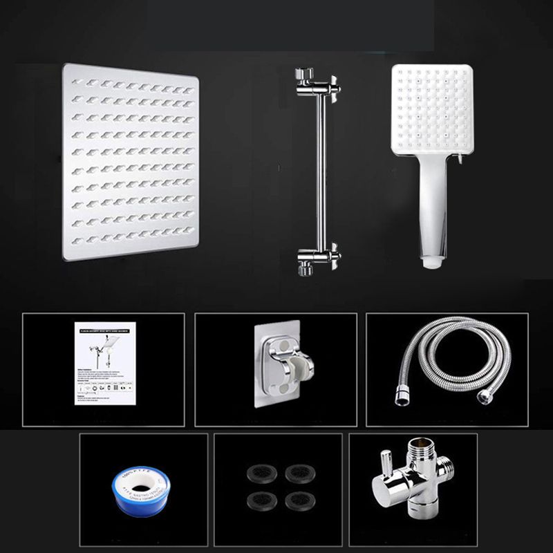 Contemporary Shower Combo Dual Shower Head Ceiling Mounted Metal Square Shower Head Clearhalo 'Bathroom Remodel & Bathroom Fixtures' 'Home Improvement' 'home_improvement' 'home_improvement_shower_heads' 'Shower Heads' 'shower_heads' 'Showers & Bathtubs Plumbing' 'Showers & Bathtubs' 1200x1200_d9954d94-66a4-4fb5-9885-76d73e2d0362