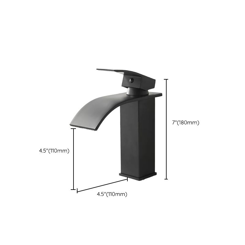 Modern Waterfall Spout Sink Faucet with Led Brass Lavatory Faucet Clearhalo 'Bathroom Remodel & Bathroom Fixtures' 'Bathroom Sink Faucets' 'Bathroom Sinks & Faucet Components' 'bathroom_sink_faucets' 'Home Improvement' 'home_improvement' 'home_improvement_bathroom_sink_faucets' 1200x1200_d9b1e011-53c4-4f86-9c69-0183ec504b63