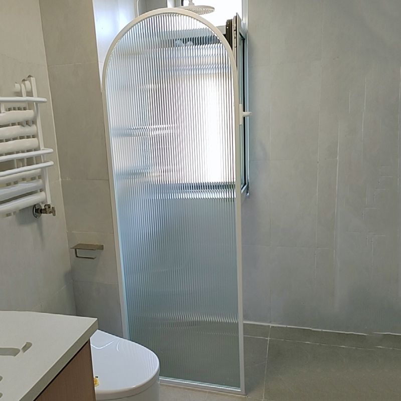 White Full Frame Single Fixed Panel, Half Partition Arched Waterproof Bathroom Screen Clearhalo 'Bathroom Remodel & Bathroom Fixtures' 'Home Improvement' 'home_improvement' 'home_improvement_shower_tub_doors' 'Shower and Tub Doors' 'shower_tub_doors' 'Showers & Bathtubs' 1200x1200_d9b8fba2-b849-4eaa-b472-f7b5b5d7e84d