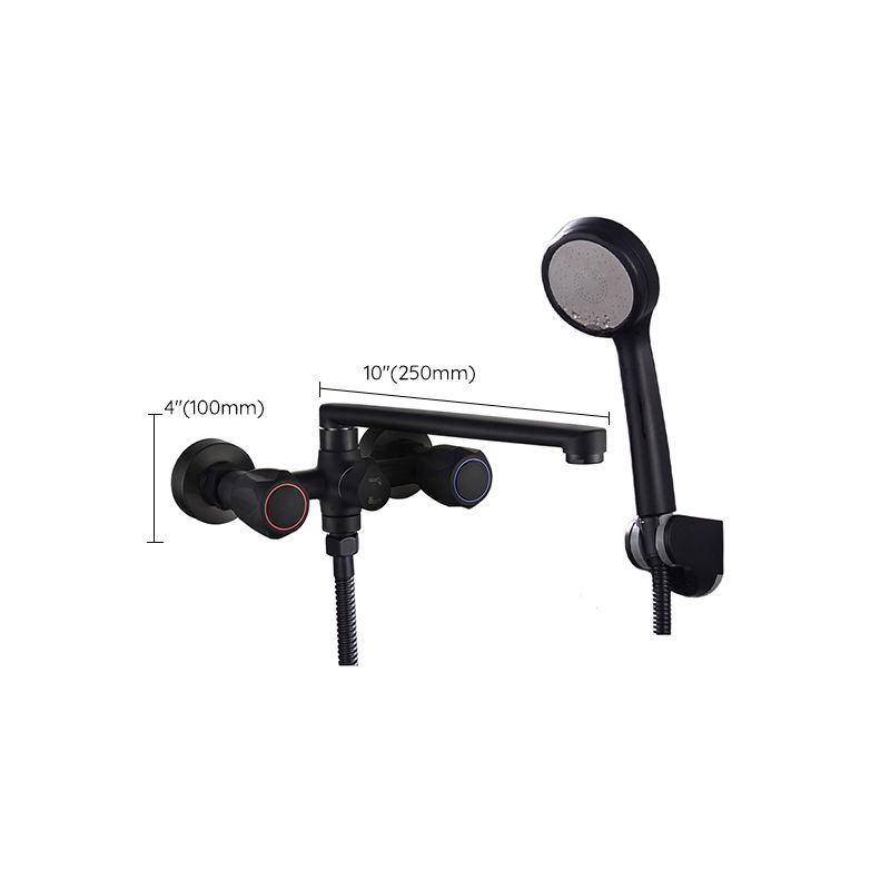 Modern Tub Faucet Trim Black Wall Mounted Swivel Spout with Handheld Shower Clearhalo 'Bathroom Remodel & Bathroom Fixtures' 'Bathtub Faucets' 'bathtub_faucets' 'Home Improvement' 'home_improvement' 'home_improvement_bathtub_faucets' 1200x1200_d9dafb8a-4a48-44e2-86a6-c321dafef331