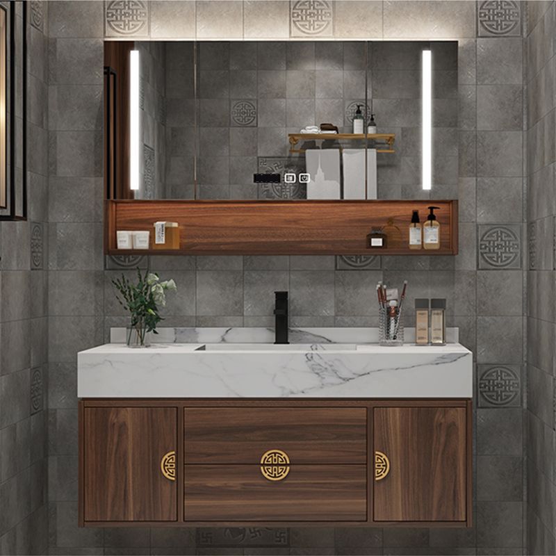Modern Farmhouse Sink Cabinet Carrara Marble with Soft Close Door Bathroom Vanity Set Clearhalo 'Bathroom Remodel & Bathroom Fixtures' 'Bathroom Vanities' 'bathroom_vanities' 'Home Improvement' 'home_improvement' 'home_improvement_bathroom_vanities' 1200x1200_d9dc1f34-1ae6-4b39-a4d1-b99621a7b5ac