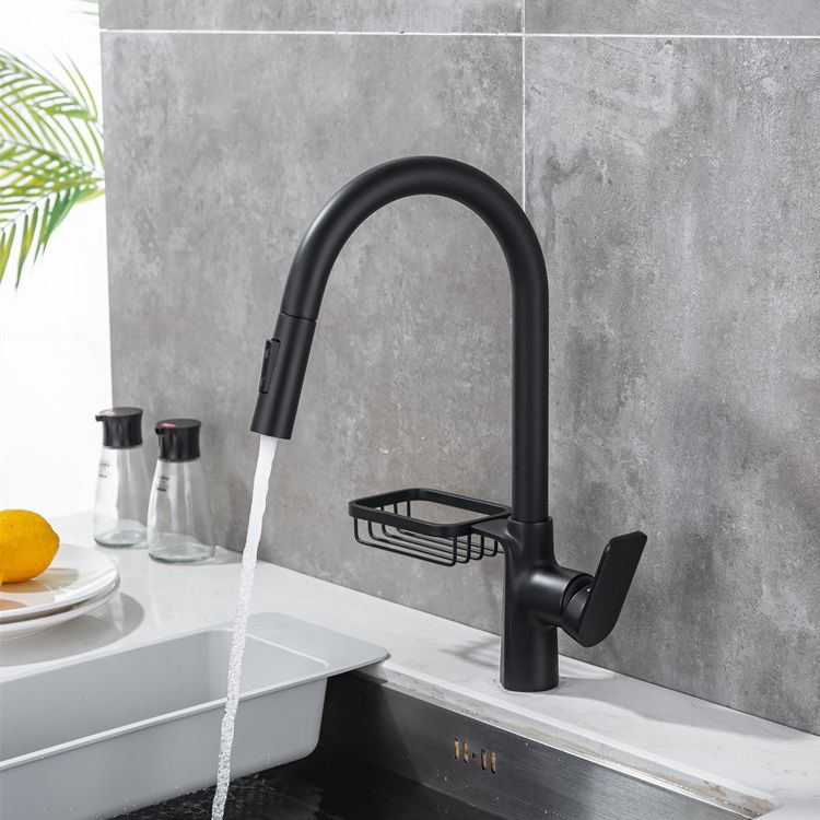 Modern Pull Down Kitchen Faucet Single Handle Faucet with Pull Out Sprayer Clearhalo 'Home Improvement' 'home_improvement' 'home_improvement_kitchen_faucets' 'Kitchen Faucets' 'Kitchen Remodel & Kitchen Fixtures' 'Kitchen Sinks & Faucet Components' 'kitchen_faucets' 1200x1200_d9eaa594-ac20-42e2-8579-da6844302e6f
