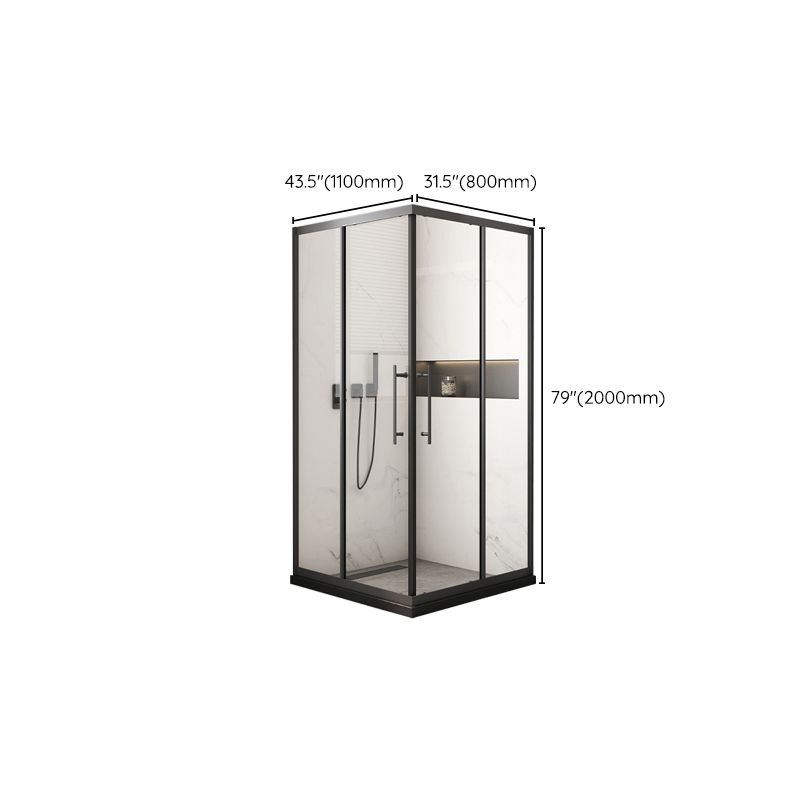 Black Framed Shower Doors Double Sliding Tempered Shower Bath Door Clearhalo 'Bathroom Remodel & Bathroom Fixtures' 'Home Improvement' 'home_improvement' 'home_improvement_shower_tub_doors' 'Shower and Tub Doors' 'shower_tub_doors' 'Showers & Bathtubs' 1200x1200_d9edf574-a586-44a5-a936-ed62228a0b62