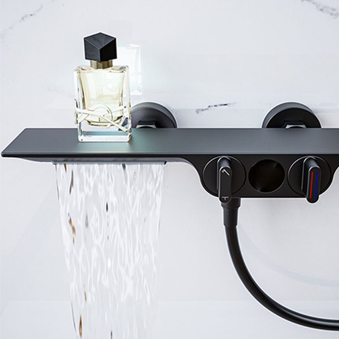 Modern Low Arc Tub Faucet Knob Handles Wall Mount Bathroom Faucet Clearhalo 'Bathroom Remodel & Bathroom Fixtures' 'Bathtub Faucets' 'bathtub_faucets' 'Home Improvement' 'home_improvement' 'home_improvement_bathtub_faucets' 1200x1200_d9edf675-997c-47f5-a381-2e629fbc6b49