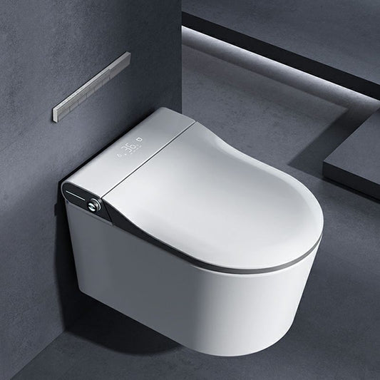 Warm Air Dryer Bidet White Ceramic Wall-Mounted Heated Seat Elongated Clearhalo 'Bathroom Remodel & Bathroom Fixtures' 'Bidets' 'Home Improvement' 'home_improvement' 'home_improvement_bidets' 'Toilets & Bidets' 1200x1200_d9fd8256-fb1a-4ee1-9dab-781af2f5b33e