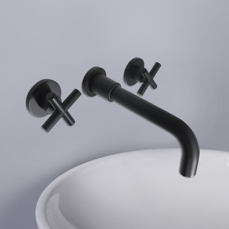 Modern Wall Mounted Sink Faucet Cross Handles Wall Mounted Faucets Clearhalo 'Bathroom Remodel & Bathroom Fixtures' 'Bathroom Sink Faucets' 'Bathroom Sinks & Faucet Components' 'bathroom_sink_faucets' 'Home Improvement' 'home_improvement' 'home_improvement_bathroom_sink_faucets' 1200x1200_da08dfd4-c3f1-4411-8f2d-ddf94810d472