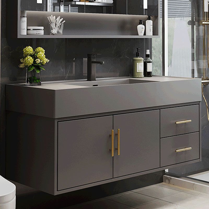 Grey Wall Mounted Standard Wood Modern Bathroom Sink Vanity Clearhalo 'Bathroom Remodel & Bathroom Fixtures' 'Bathroom Vanities' 'bathroom_vanities' 'Home Improvement' 'home_improvement' 'home_improvement_bathroom_vanities' 1200x1200_da3a85b4-b459-4a81-98ed-b576a4fdd32b