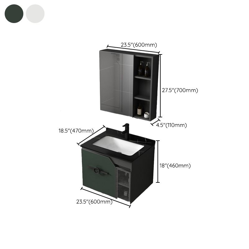 Metal Frame Bath Vanity Mirror Rectangle Wall Mount Single Sink Bathroom Vanity Set Clearhalo 'Bathroom Remodel & Bathroom Fixtures' 'Bathroom Vanities' 'bathroom_vanities' 'Home Improvement' 'home_improvement' 'home_improvement_bathroom_vanities' 1200x1200_da4babce-1bf3-4db9-b9d8-e493e78608f1
