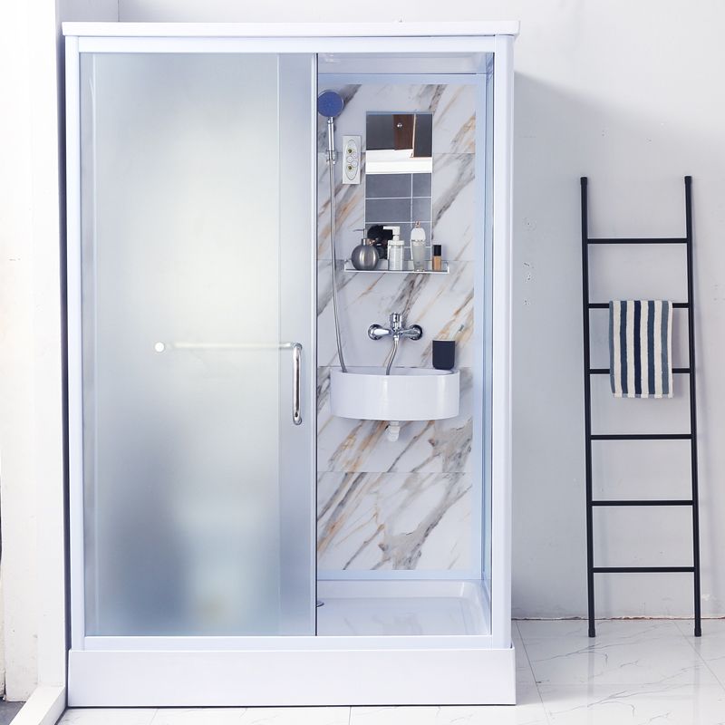 Contemporary Frosted Shower Stall Framed Single Sliding Shower Stall Clearhalo 'Bathroom Remodel & Bathroom Fixtures' 'Home Improvement' 'home_improvement' 'home_improvement_shower_stalls_enclosures' 'Shower Stalls & Enclosures' 'shower_stalls_enclosures' 'Showers & Bathtubs' 1200x1200_da58f1e5-7db8-45d9-a291-d23524713d0d