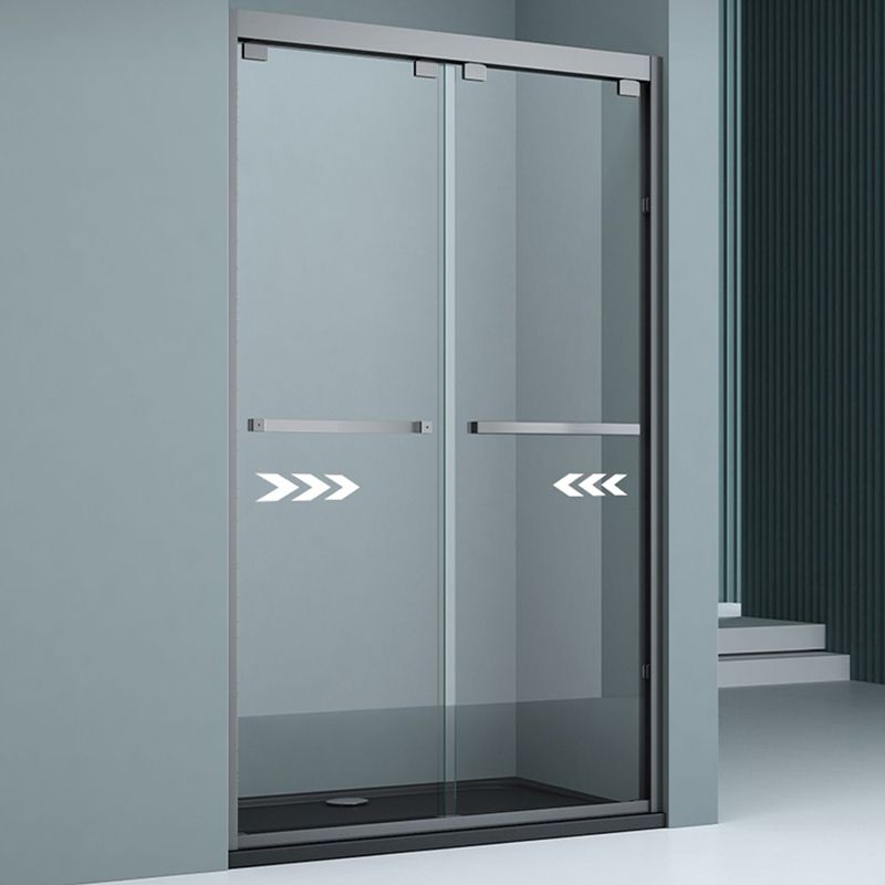 Clear Tempered Shower Door Double Sliding Shower Bath Door with 2 Door Handles Clearhalo 'Bathroom Remodel & Bathroom Fixtures' 'Home Improvement' 'home_improvement' 'home_improvement_shower_tub_doors' 'Shower and Tub Doors' 'shower_tub_doors' 'Showers & Bathtubs' 1200x1200_da877241-f6d4-4d32-9308-e09c3548550c