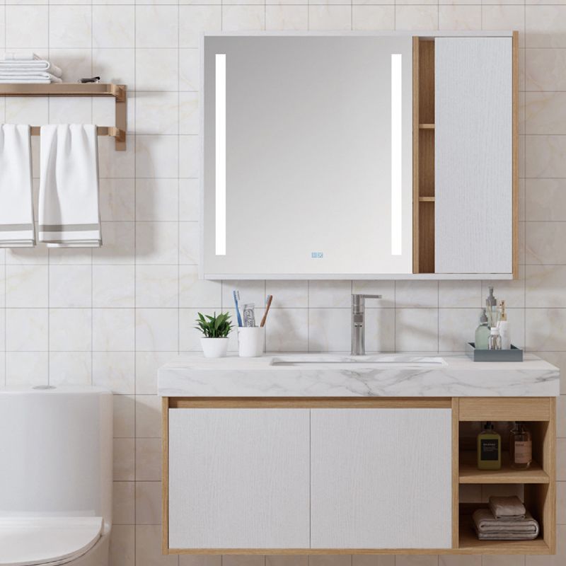 Contemporary Sink Cabinet Mirror Cabinet Bathroom Space Saver Vanity Clearhalo 'Bathroom Remodel & Bathroom Fixtures' 'Bathroom Vanities' 'bathroom_vanities' 'Home Improvement' 'home_improvement' 'home_improvement_bathroom_vanities' 1200x1200_da906d03-1dbd-4f6d-b1d8-43ca65c33e76
