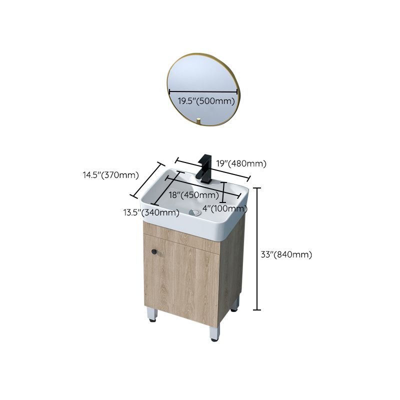 Mirror Vanity Wood Freestanding Rectangle 2 Doors Bathroom Vanity with Single Sink Clearhalo 'Bathroom Remodel & Bathroom Fixtures' 'Bathroom Vanities' 'bathroom_vanities' 'Home Improvement' 'home_improvement' 'home_improvement_bathroom_vanities' 1200x1200_daa360ad-f4f9-4487-8bed-1b7971e42d15