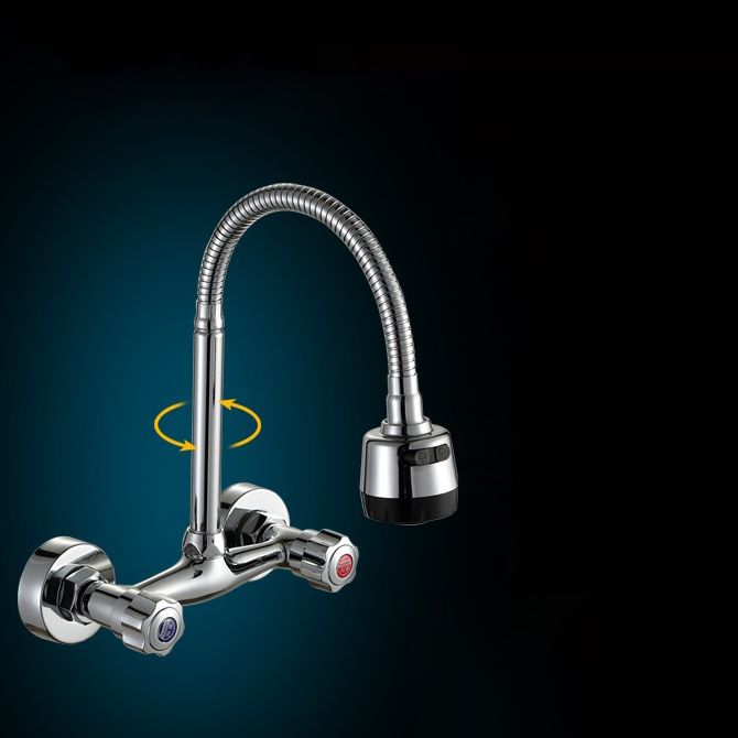 Contemporary Two Handles Kitchen Faucet Pull-down Metal Wall-mounted Faucet Clearhalo 'Home Improvement' 'home_improvement' 'home_improvement_kitchen_faucets' 'Kitchen Faucets' 'Kitchen Remodel & Kitchen Fixtures' 'Kitchen Sinks & Faucet Components' 'kitchen_faucets' 1200x1200_daaf0add-a8d4-44b8-b513-f701f5fa8aee