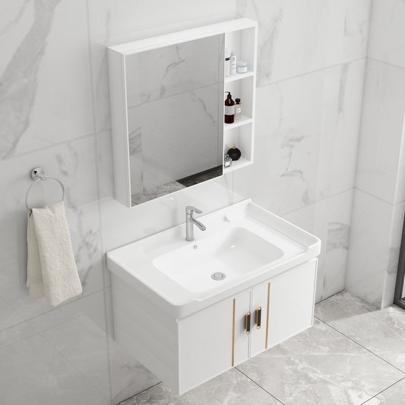Modern Wall-mounted White Sink Ceramic Faucet Drawers Vanity Set with Mirror Clearhalo 'Bathroom Remodel & Bathroom Fixtures' 'Bathroom Vanities' 'bathroom_vanities' 'Home Improvement' 'home_improvement' 'home_improvement_bathroom_vanities' 1200x1200_dac8cc8f-2909-4a04-812b-12668f5510aa
