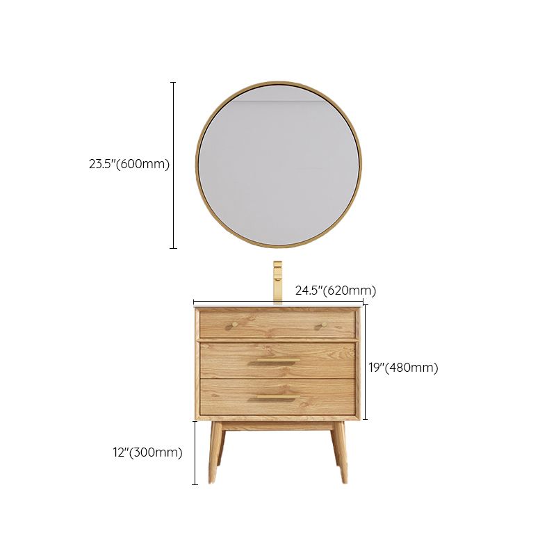 Wood Freestanding Vanity Set Drawers Rectangle Single Sink Bathroom Vanity with Mirror Clearhalo 'Bathroom Remodel & Bathroom Fixtures' 'Bathroom Vanities' 'bathroom_vanities' 'Home Improvement' 'home_improvement' 'home_improvement_bathroom_vanities' 1200x1200_dae1986b-8976-4f9b-a4be-785f37a99277