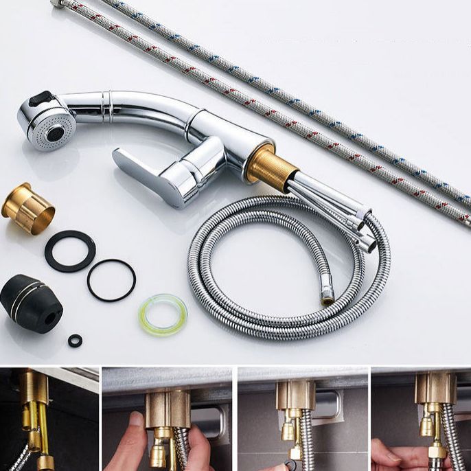 Modern 1-Handle Faucet 1-Hole with Water Dispenser Copper Pull down Faucet Clearhalo 'Home Improvement' 'home_improvement' 'home_improvement_kitchen_faucets' 'Kitchen Faucets' 'Kitchen Remodel & Kitchen Fixtures' 'Kitchen Sinks & Faucet Components' 'kitchen_faucets' 1200x1200_dae7ef55-402c-417d-8299-17687d286664