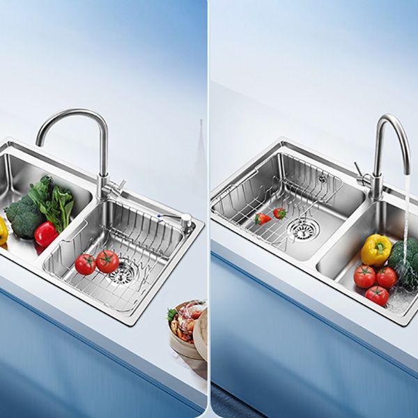 Stainless Steel Kitchen Sink Overflow Hole Design Kitchen Double Sink Clearhalo 'Home Improvement' 'home_improvement' 'home_improvement_kitchen_sinks' 'Kitchen Remodel & Kitchen Fixtures' 'Kitchen Sinks & Faucet Components' 'Kitchen Sinks' 'kitchen_sinks' 1200x1200_db269ea7-bb18-4788-b582-31f227ea9e35