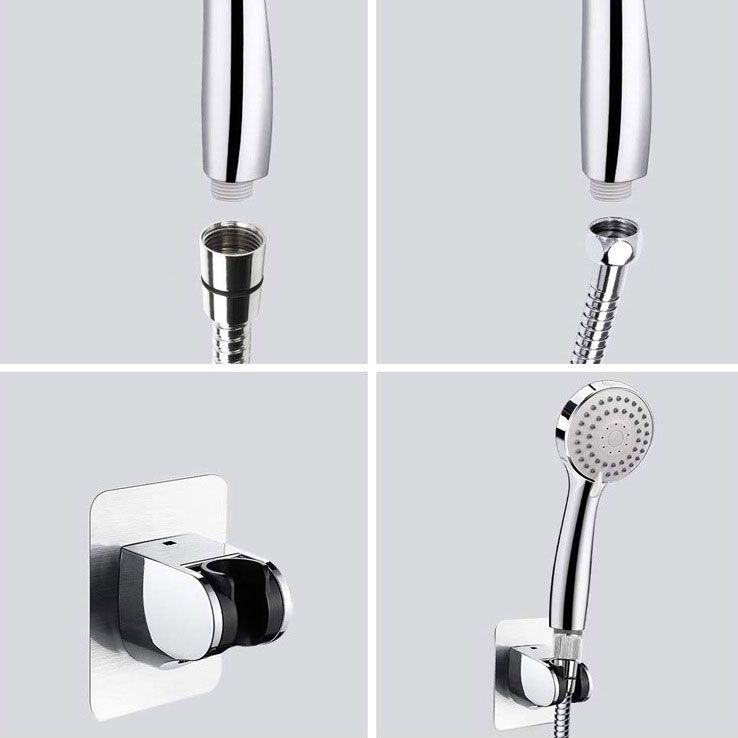 4-Setting Silver Shower Set Concealed Wall-Mount Bracket Tee with Socket Clearhalo 'Bathroom Remodel & Bathroom Fixtures' 'Home Improvement' 'home_improvement' 'home_improvement_shower_heads' 'Shower Heads' 'shower_heads' 'Showers & Bathtubs Plumbing' 'Showers & Bathtubs' 1200x1200_db39ebf5-5ce1-46cd-a5a6-c0b438005faf