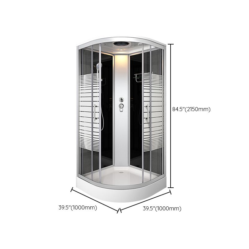 Contemporary Round Shower Stall Double Sliding Frosted Framed Shower Stall with Ceiling Clearhalo 'Bathroom Remodel & Bathroom Fixtures' 'Home Improvement' 'home_improvement' 'home_improvement_shower_stalls_enclosures' 'Shower Stalls & Enclosures' 'shower_stalls_enclosures' 'Showers & Bathtubs' 1200x1200_db41a555-179c-4df5-a333-40f86554d7a6