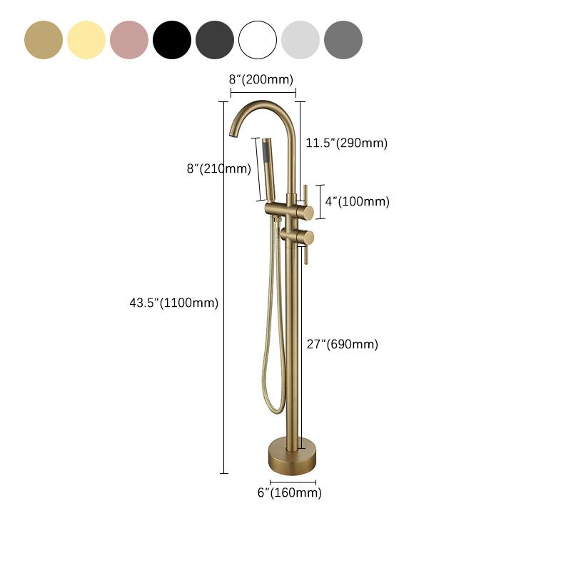 Floor Mounted Metal Freestanding Tub Filler Double Handles Freestanding Faucet with Hose Clearhalo 'Bathroom Remodel & Bathroom Fixtures' 'Bathtub Faucets' 'bathtub_faucets' 'Home Improvement' 'home_improvement' 'home_improvement_bathtub_faucets' 1200x1200_db62d720-3978-4c5a-ab79-d57fa6803c62
