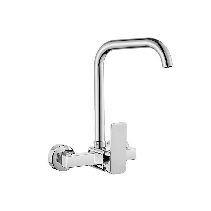 Modern Kitchen Faucet Single Level No Sensor Bar Faucet in Silver Clearhalo 'Home Improvement' 'home_improvement' 'home_improvement_kitchen_faucets' 'Kitchen Faucets' 'Kitchen Remodel & Kitchen Fixtures' 'Kitchen Sinks & Faucet Components' 'kitchen_faucets' 1200x1200_db664624-a131-4905-ab9c-7b060870be71