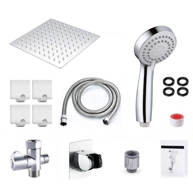 Classic Dual Shower Head Square Large Shower Head with Round Hand Shower Clearhalo 'Bathroom Remodel & Bathroom Fixtures' 'Home Improvement' 'home_improvement' 'home_improvement_shower_heads' 'Shower Heads' 'shower_heads' 'Showers & Bathtubs Plumbing' 'Showers & Bathtubs' 1200x1200_db69287d-f051-4b56-ad87-68d3398103b3