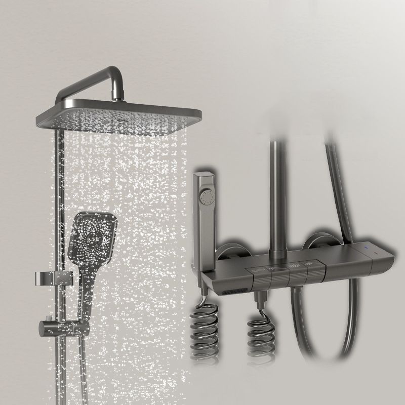 Modern Brass Shower System with Valve Adjustable Spray Pattern Shower Combo Clearhalo 'Bathroom Remodel & Bathroom Fixtures' 'Home Improvement' 'home_improvement' 'home_improvement_shower_faucets' 'Shower Faucets & Systems' 'shower_faucets' 'Showers & Bathtubs Plumbing' 'Showers & Bathtubs' 1200x1200_db777a96-37f6-49d4-880a-f38f5b8fbee8