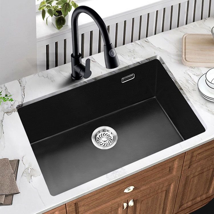 Rectangle Quartz Sink in Black Drop-In Kitchen Sink with Drain Assembly Clearhalo 'Home Improvement' 'home_improvement' 'home_improvement_kitchen_sinks' 'Kitchen Remodel & Kitchen Fixtures' 'Kitchen Sinks & Faucet Components' 'Kitchen Sinks' 'kitchen_sinks' 1200x1200_db77f229-1890-4a6e-91ce-b9917ea3fc0c