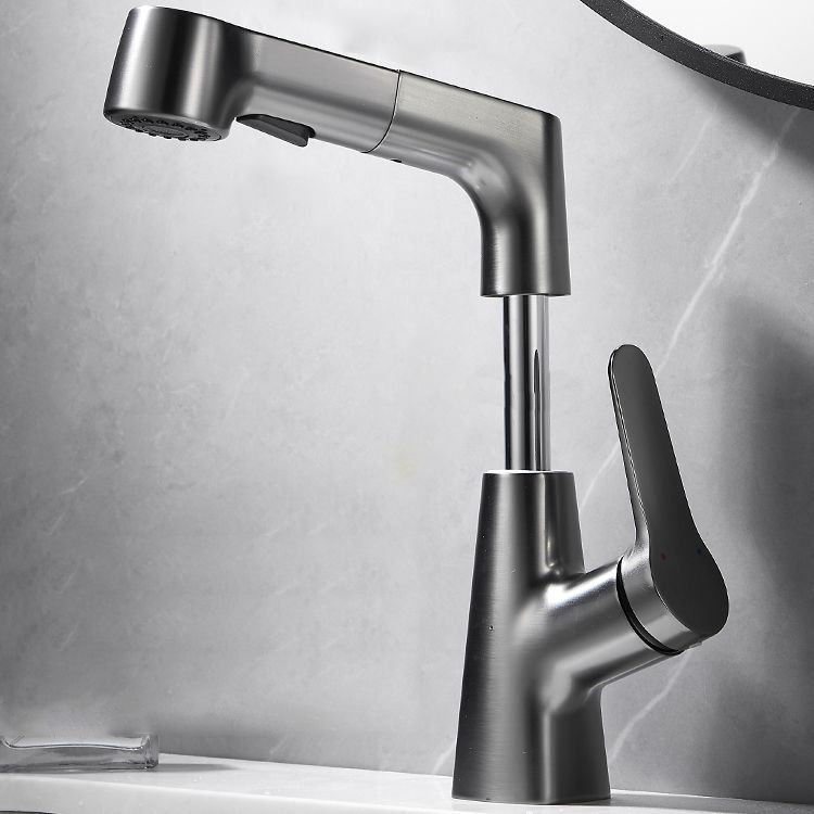 Bathroom Vessel Faucet High-Arc Swivel Spout Single Handle Faucet with Pull Out Sprayer Clearhalo 'Bathroom Remodel & Bathroom Fixtures' 'Bathroom Sink Faucets' 'Bathroom Sinks & Faucet Components' 'bathroom_sink_faucets' 'Home Improvement' 'home_improvement' 'home_improvement_bathroom_sink_faucets' 1200x1200_db8bc5ee-e101-4675-8383-5d7323fedb18