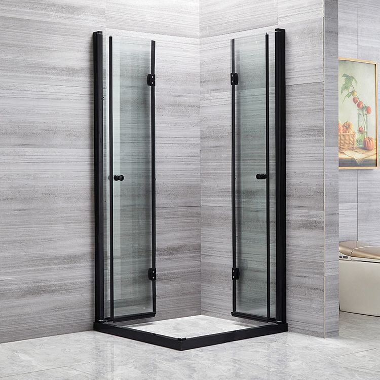 Semi Frameless Tempered Glass Shower Screen Folding Shower Door Clearhalo 'Bathroom Remodel & Bathroom Fixtures' 'Home Improvement' 'home_improvement' 'home_improvement_shower_tub_doors' 'Shower and Tub Doors' 'shower_tub_doors' 'Showers & Bathtubs' 1200x1200_db98780e-2215-443b-b31b-9a3ebfd18271