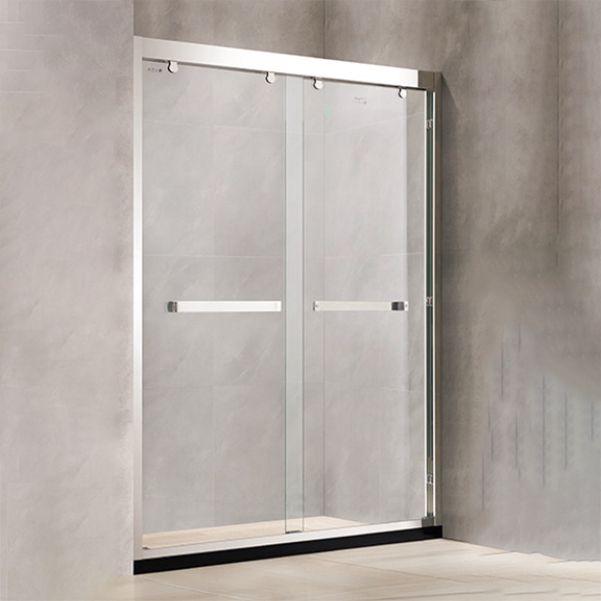 Inline Double Sliding Semi Frameless Tempered Glass Shower Door Clearhalo 'Bathroom Remodel & Bathroom Fixtures' 'Home Improvement' 'home_improvement' 'home_improvement_shower_tub_doors' 'Shower and Tub Doors' 'shower_tub_doors' 'Showers & Bathtubs' 1200x1200_db9a800a-c32d-475a-ac61-b57cc7d97354