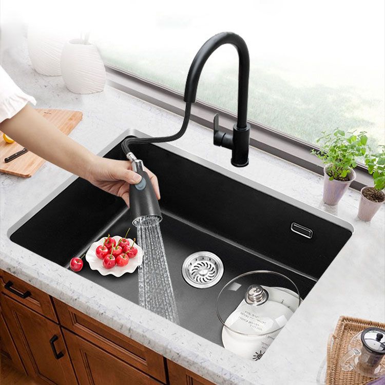 Rectangle Quartz Sink in Black Drop-In Kitchen Sink with Drain Assembly Clearhalo 'Home Improvement' 'home_improvement' 'home_improvement_kitchen_sinks' 'Kitchen Remodel & Kitchen Fixtures' 'Kitchen Sinks & Faucet Components' 'Kitchen Sinks' 'kitchen_sinks' 1200x1200_dba8abfe-14e0-4fa2-963b-a10de241bd2f