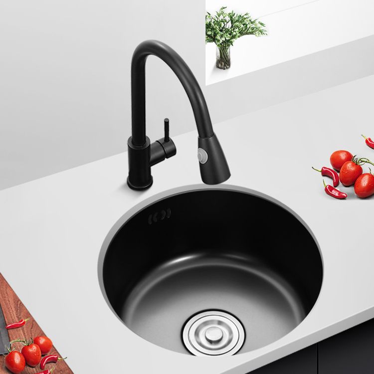 Single Bowl Kitchen Sink Round Stainless Steel Sink with Drain Strainer Kit Clearhalo 'Home Improvement' 'home_improvement' 'home_improvement_kitchen_sinks' 'Kitchen Remodel & Kitchen Fixtures' 'Kitchen Sinks & Faucet Components' 'Kitchen Sinks' 'kitchen_sinks' 1200x1200_dbb87db0-bbf5-4499-80b5-aed3a4031cea