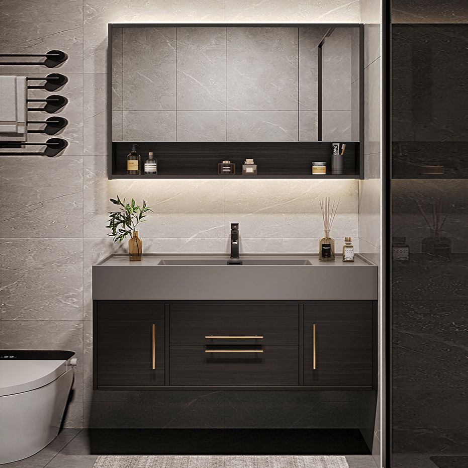 Wall Mount Bathroom Sink Vanity Glam Bathroom Vanity Set with Mirror Clearhalo 'Bathroom Remodel & Bathroom Fixtures' 'Bathroom Vanities' 'bathroom_vanities' 'Home Improvement' 'home_improvement' 'home_improvement_bathroom_vanities' 1200x1200_dbb98f4d-e48a-4457-b7eb-989eeffbd87d