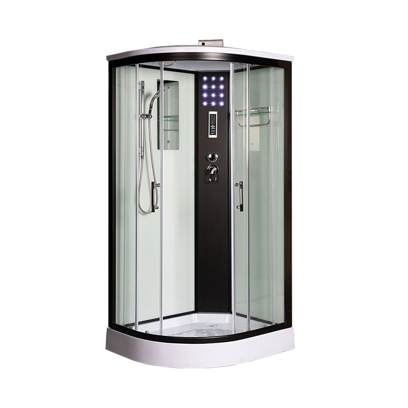 Tempered Glass Shower Stall Black Double Sliding Door Shower Enclosure Clearhalo 'Bathroom Remodel & Bathroom Fixtures' 'Home Improvement' 'home_improvement' 'home_improvement_shower_stalls_enclosures' 'Shower Stalls & Enclosures' 'shower_stalls_enclosures' 'Showers & Bathtubs' 1200x1200_dbdd4a92-f5b1-4776-85f6-1fed5744e880