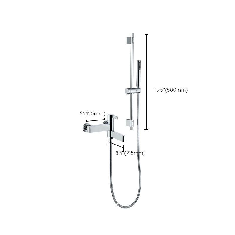 Contemporary Chrome Bath Faucet Trim Swivel Wall Mounted with Hand Shower Clearhalo 'Bathroom Remodel & Bathroom Fixtures' 'Bathtub Faucets' 'bathtub_faucets' 'Home Improvement' 'home_improvement' 'home_improvement_bathtub_faucets' 1200x1200_dbe1330c-c716-42cd-adc6-6101d374aa82