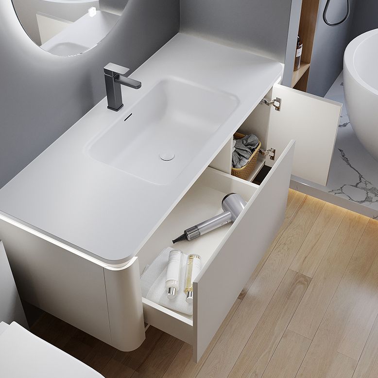 Wood Frame Vanity Rectangular Single Sink Mirror Wall-Mounted White Bathroom Vanity Clearhalo 'Bathroom Remodel & Bathroom Fixtures' 'Bathroom Vanities' 'bathroom_vanities' 'Home Improvement' 'home_improvement' 'home_improvement_bathroom_vanities' 1200x1200_dbfff696-d02e-4c79-9a54-7b2473f3ab3d